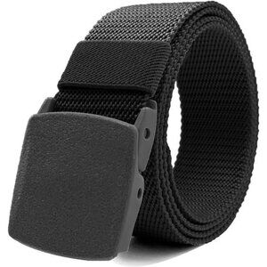 Mens nylon tactical belt adjustable canvas webbing slide buckle military outdoor